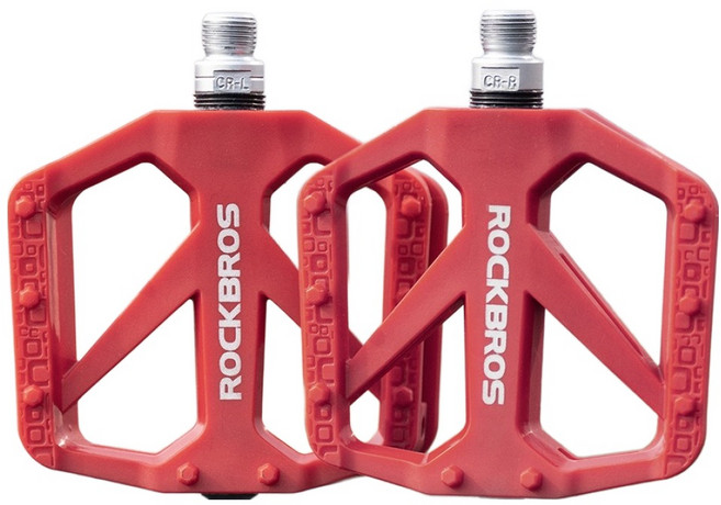 락브로스 알루미늄 경량 논슬립 자전거 평페달 양쪽 세트 BP2602, 레드, 1세트