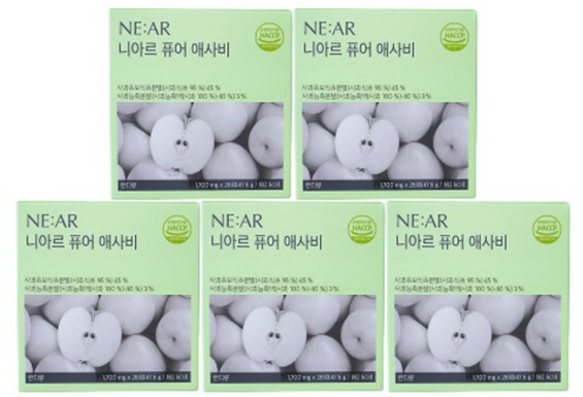 니아르 퓨어 고체 애사비 캔디 47.6g, 28정, 5개