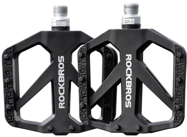 락브로스 알루미늄 경량 논슬립 자전거 평페달 양쪽 세트 BP2602, 블랙, 1세트