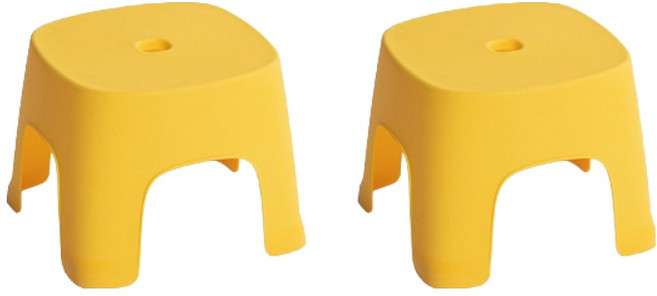 블럭마트 모던 사각 욕실의자 2p, 옐로우