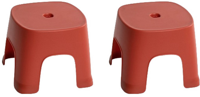 블럭마트 모던 사각 욕실의자 2p, 레드