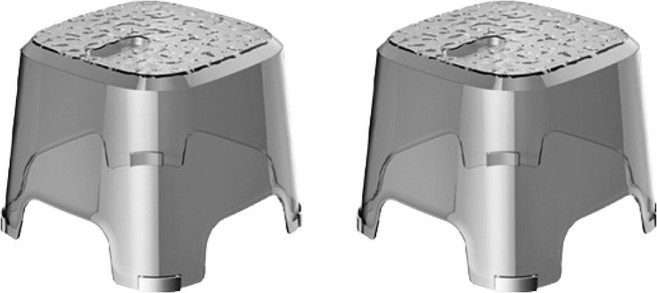 블럭마트 투명 욕실의자 2p, 그레이