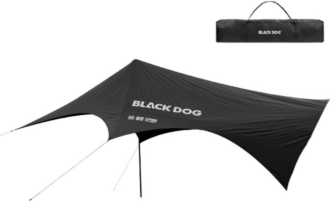 BLACK DOG 黑狗 露營圓頂帳篷 大型擴充型天幕 BD005, 黑色
