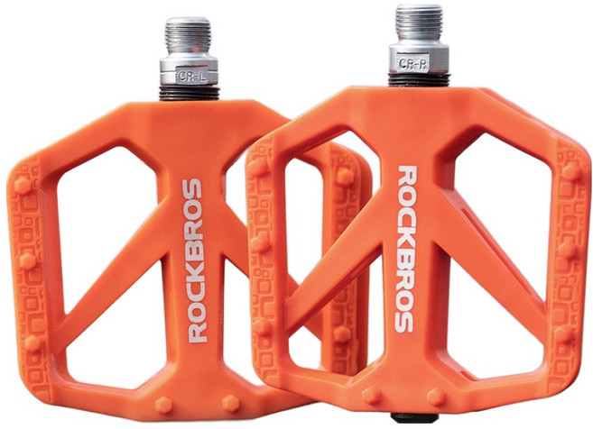 락브로스 알루미늄 경량 논슬립 자전거 평페달 양쪽 세트 BP2602, 오렌지, 1세트