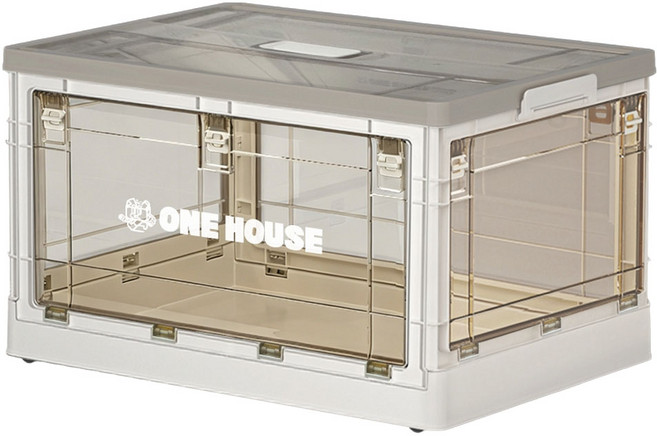 ONE HOUSE 日蜜兒5開門巨無霸折疊收納箱 OH-Q260-601 60L, B 奶油白 + 透灰色, 1個