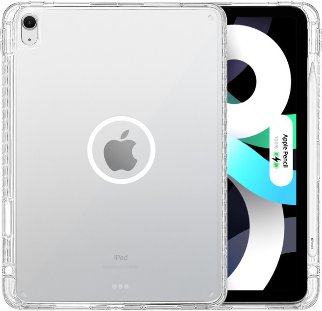 더조은셀러 아이패드 애플펜슬 맥세이프 마그링 펜수납 동시충전 하이브리드 케이스, 투명, 1개