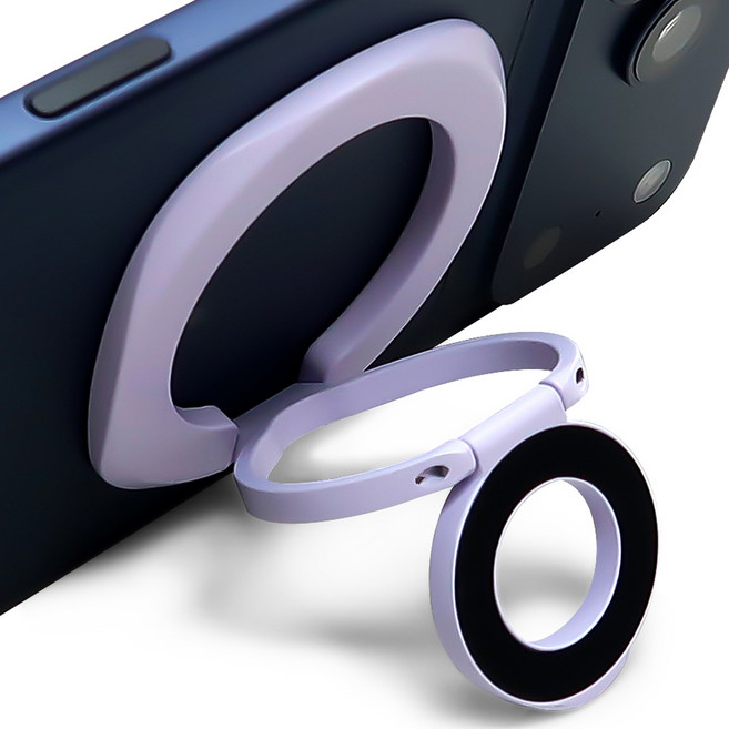 Dojoeunselro MagSafe 360度旋轉 3合1 超薄雙面磁吸智慧指環 Edge型 2段式折疊支架, 薰衣草紫, 1個