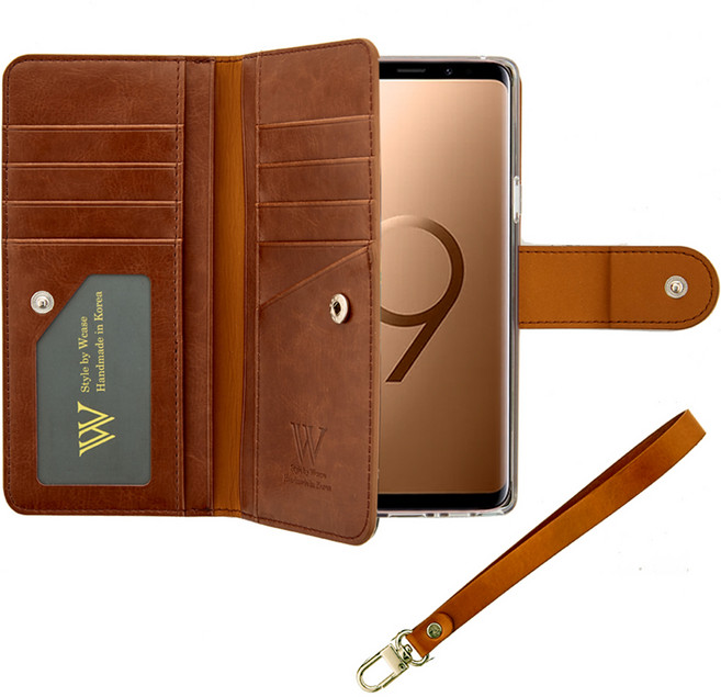 더블유케이스 밴티지컬렉션 양면지갑 휴드폰 케이스 + 핸드스트랩 세트