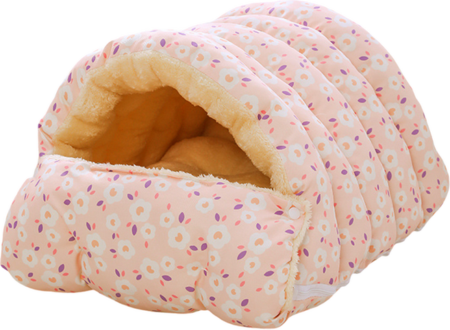 毛皇上 半封閉可拆睡袋窩, 粉色小花, 1個