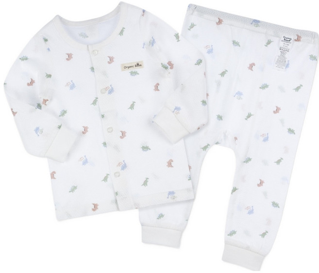 Organic Boom 幼兒恐龍網眼長袖內衣上下套裝