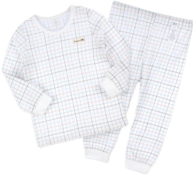 오가닉붐 신생아용 공룡줄무늬 메쉬 썸머 긴소 내의 상하의 세트