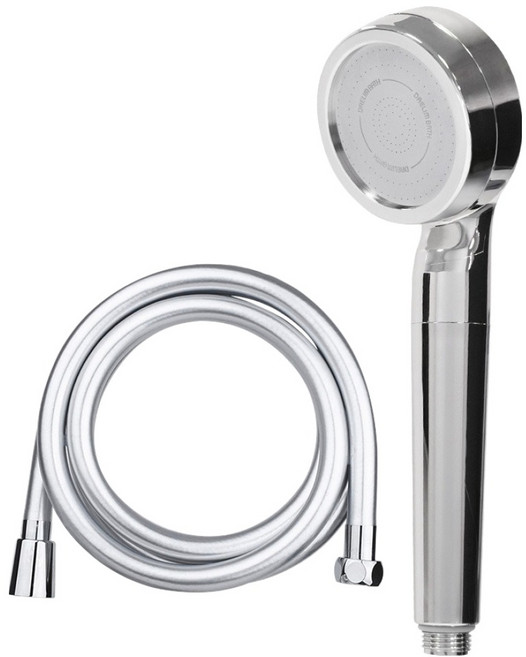 대림바스 샤워헤드 + PVC 샤워호스 2m 세트, 크롬(샤워헤드), 실버(샤워호스), 1세트