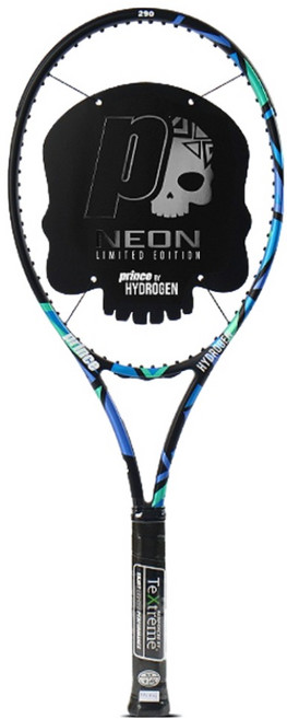 prince 2025 Hydrogen Neon 100 網球拍 290g 16x18 G2 4(1/4), 黑色 + 霓虹藍 + 霓虹綠, 1個, NEON 290