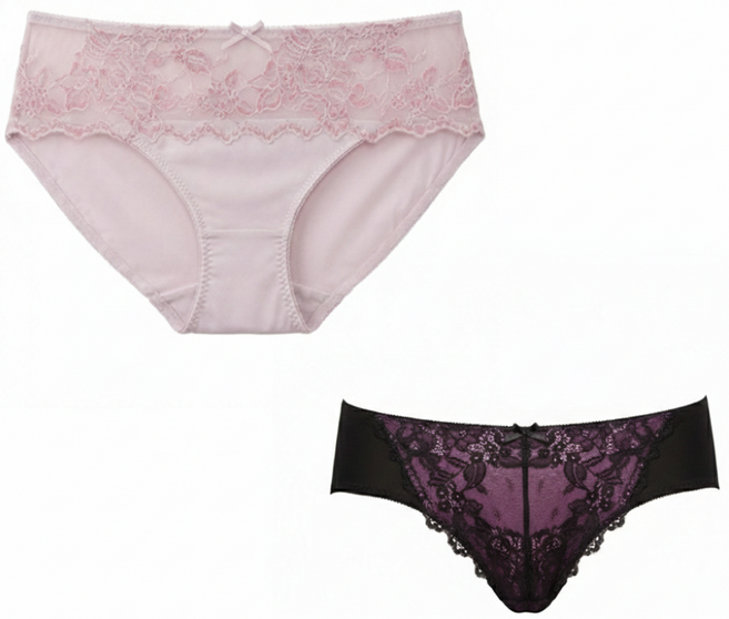 LA FELINO 法利諾 甜漾金星三角褲2件組, 粉色 + 黑色