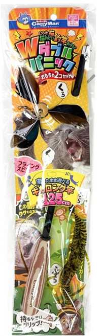 캐티맨 고양이 저세상 텐션 롱롱 낚시대 + 리필 장난감 2종 세트, 혼합색상, 1세트