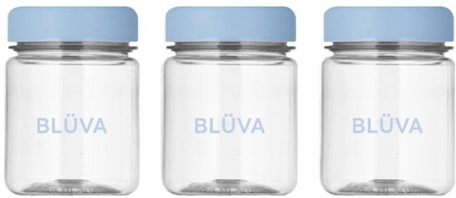 블루바 눈금표시 트라이탄 파스텔캡 다용도 미니 보틀, 블루, 3개, 200ml