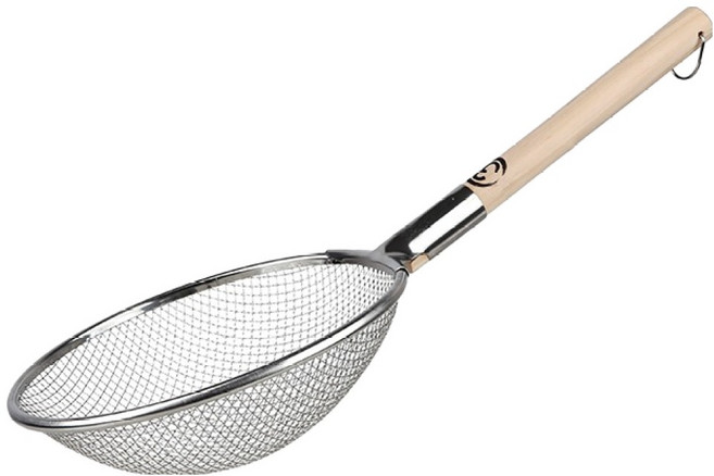 플라라 업소용 나무 손잡이 굵은망 튀김 건지기, 1개