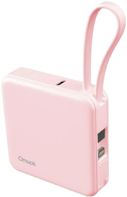 amuok 艾默克 Cube迷你雙線行動電源 5000mAh Type-C, 粉色, D927