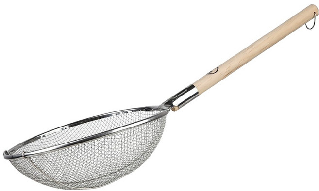 플라라 업소용 나무 손잡이 굵은망 튀김 건지기, 1개