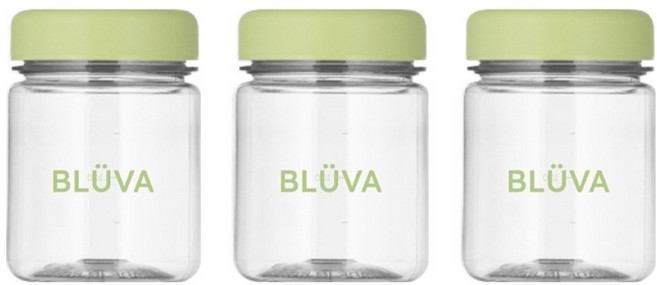 블루바 눈금표시 트라이탄 파스텔캡 다용도 미니 보틀, 그린, 3개, 200ml