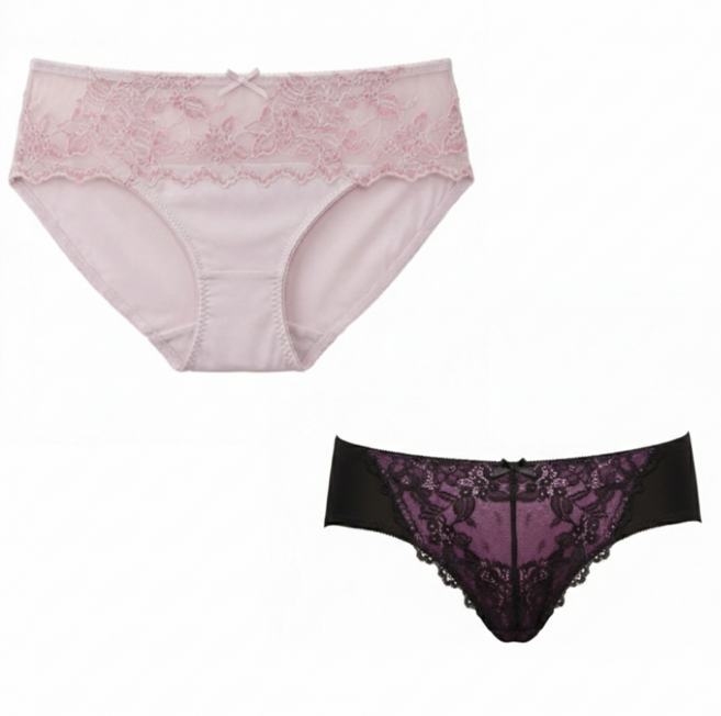 LA FELINO 法利諾 甜漾金星三角褲2件組, 粉色 + 黑色