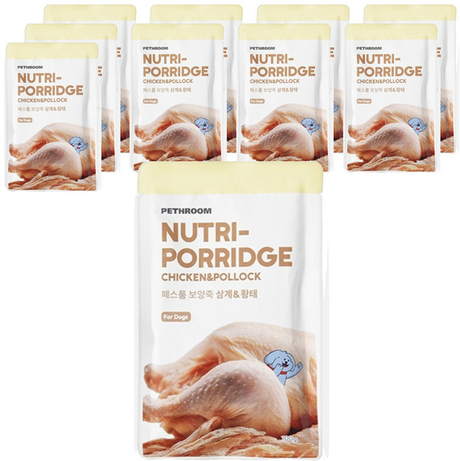 페스룸 강아지 보양죽 10p, 1kg, 1개, 혼합맛(삼계/황태)