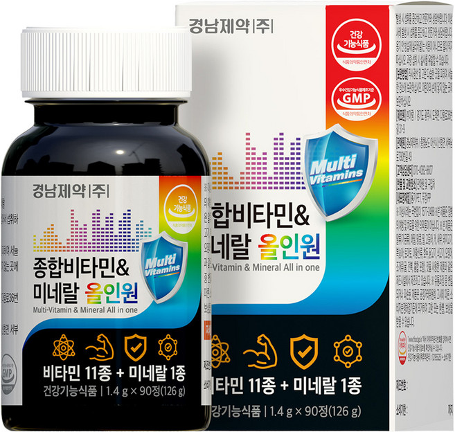 경남제약 멀티 종합비타민 미네랄 올인원 126g, 90정, 1개