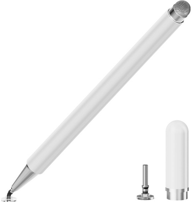 누아트 스마트폰 태블릿PC 정전식 초미세 터치펜, 화이트, 1개