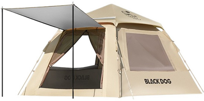BLACKDOG 돔형 방수 원터치텐트, 베이지실버, 4인