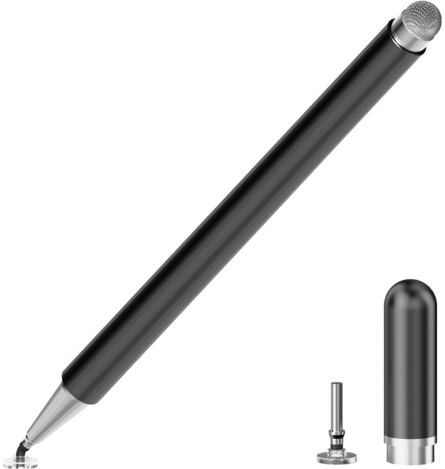누아트 스마트폰 태블릿PC 정전식 초미세 터치펜, 블랙, 1개