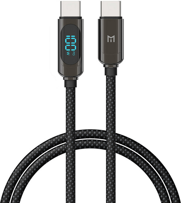 모란카노 C타입-C타입 LED 디스플레이 PD 초고속 충전 케이블 100W, 블랙, 1개, 1.2m