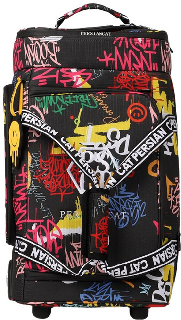 페르시안캣 그래피티 패턴 골프 휠 보스턴백 031, BLACK