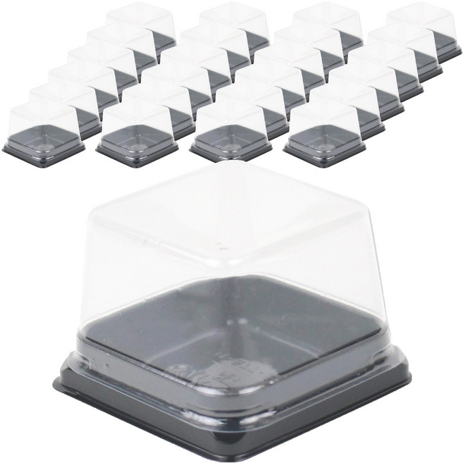 아이엔피 화과자 사각 1구 PET 케이스 6 x 6 x 4 cm, 블랙, 25개