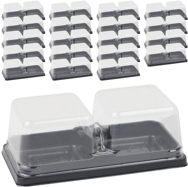 아이엔피 화과자 사각 2구 PET 케이스 11.8 x 6 x 4.2 cm, 블랙, 20개