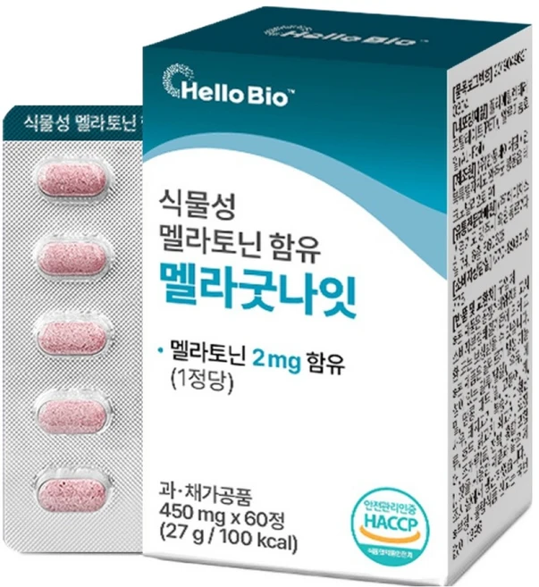 헬로바이오 식물성 멜라토닌 함유 멜라굿나잇 27g, 60정, 1개 - 쿠팡