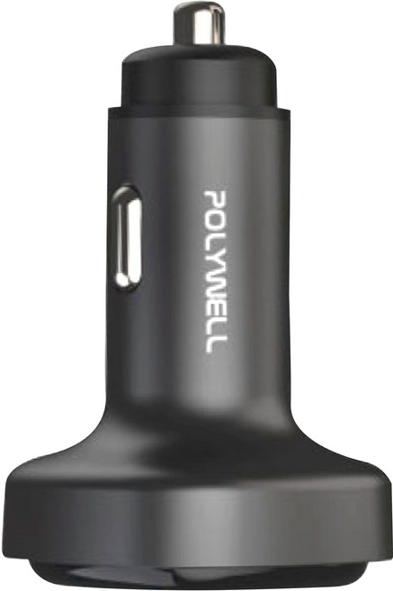 POLYWELL 寶利威爾 66W車用快速充電器 Type-C 2個 + USB-A PD/QC快充 PW15-T05-A171, 黑色, 1個