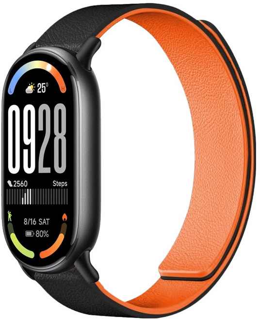 스페이스쉴드 샤오미 미밴드 매트 그레인 마그넷 링크 실리콘 스트랩, 블랙오렌지, 1개