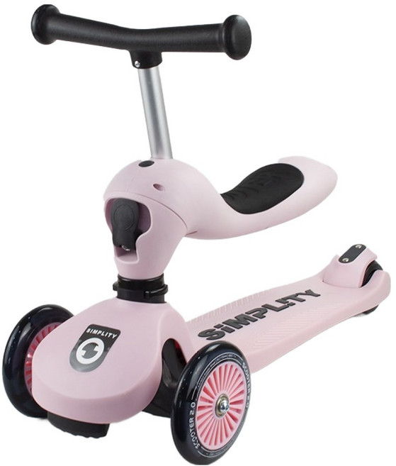 Simplity 兒童用2in1滑板車+腳踏板套組, 粉紅色(滑板車), 1套