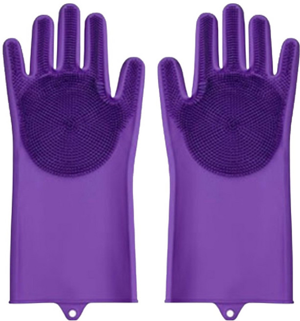 닥터블랭크 소프트 실리콘 죽은털제거 목욕 브러쉬 장갑 양손착용 세트, 퍼플, 2세트