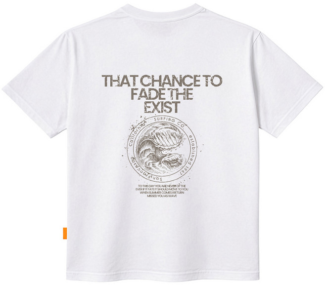 L.LAMO 男女通用海浪短袖T恤, 白色