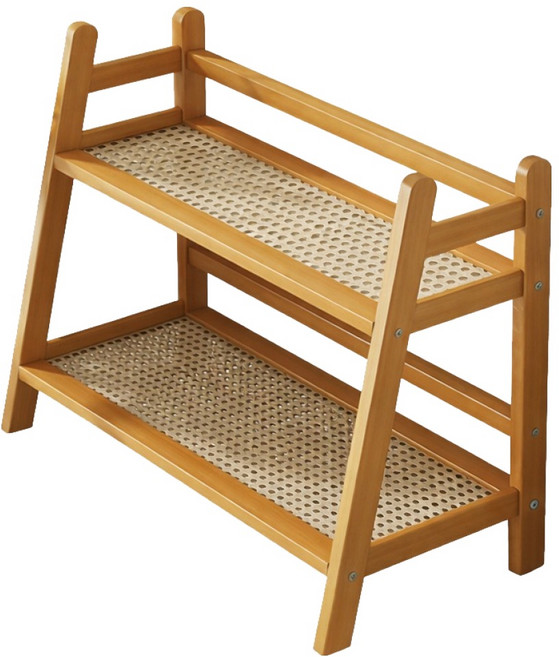 아싸레 대나무 원목 2단 주방 수납 선반, 혼합색상, 1개