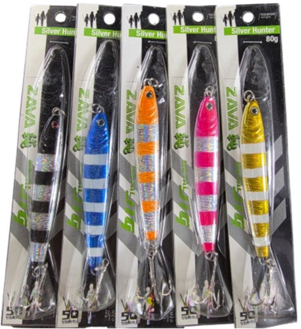 해동 지깅 실버헌터 갈치 부시리 방어낚시 메탈지그, 랜덤발송, 120g, 5개