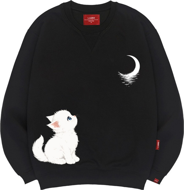 엘라모 남녀공용 달빛고양이 맨투맨