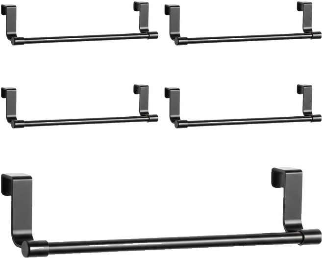 라보비아 주방 캐비닛 도어형 스테인리스 수건걸이, 블랙, 5개