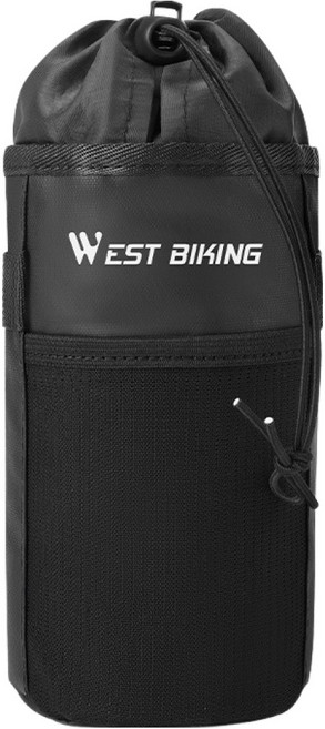 웨스트바이킹 접이식 다용도 물병 보온 수납 자전거 핸들 가방, 블랙, 1개