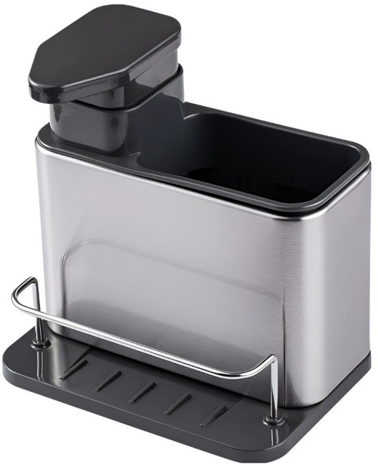 쿠쏘 스테인리스 수납 정리함, 실버 + 블랙, 1개