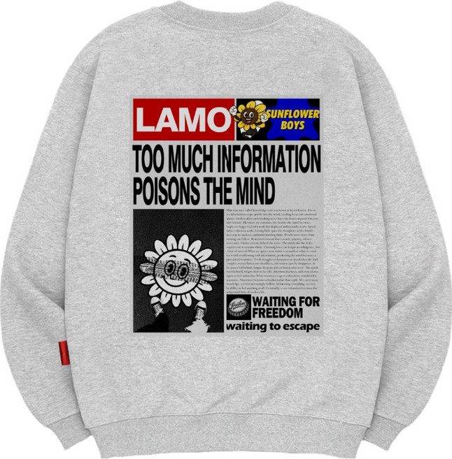 엘라모 남녀공용 라모페이퍼 맨투맨