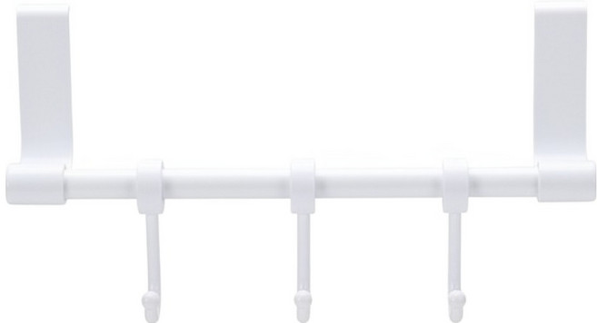 라보비아 주방 캐비닛 도어형 스테인리스 수건걸이 + 후크 3p, 화이트, 1개