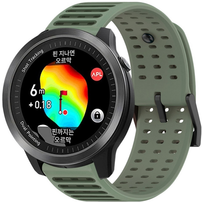 스페이스쉴드 스마트워치 버티컬 그리드 애슬레틱 실리콘 스트랩, 올리브그린, 1개