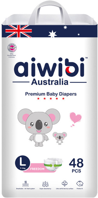 aiwibi 愛薇彼 森語棉黏貼型紙尿褲 9~14kg, 48個, 大碼 (L)